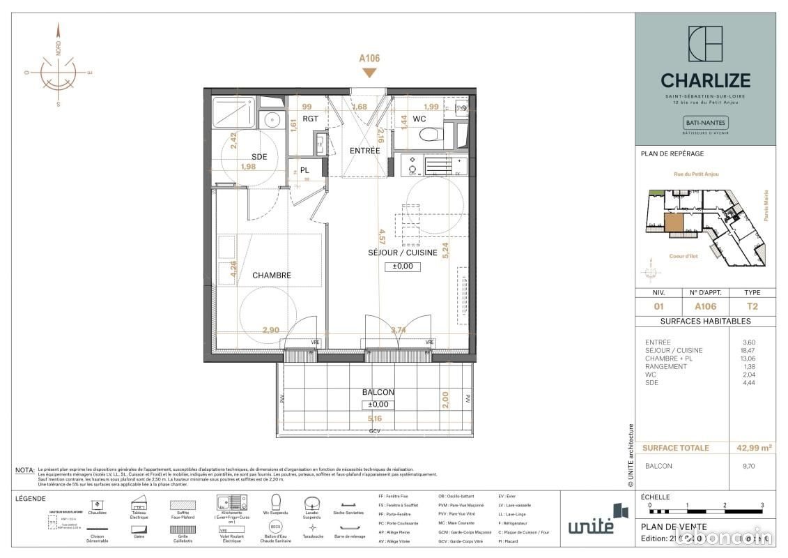 Appartement à louer, 42m², Saint-Sébastien-sur-Loire