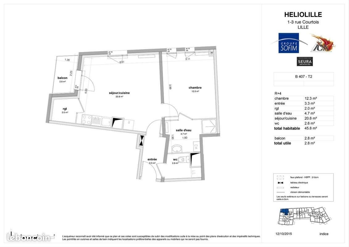 Appartement à louer, 45m², Lille
