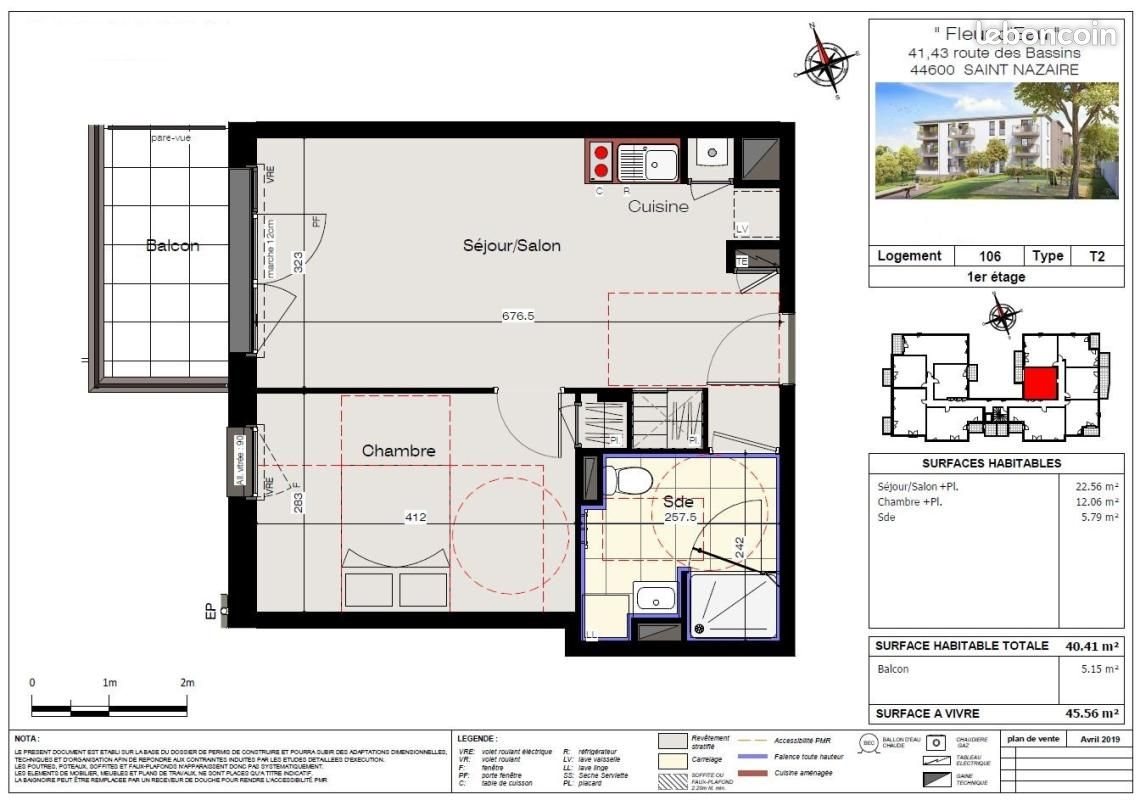 Appartement à louer, 40m², Saint-Nazaire
