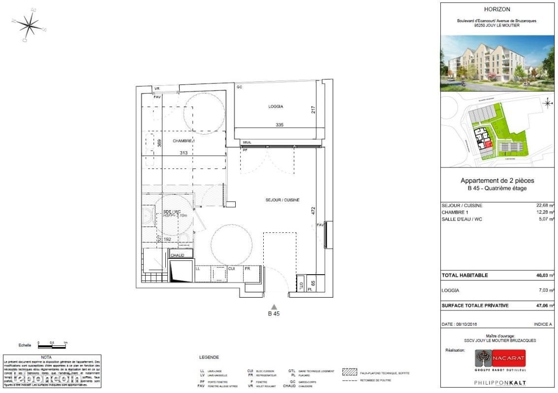 Appartement à louer, 40m², Jouy-le-Moutier