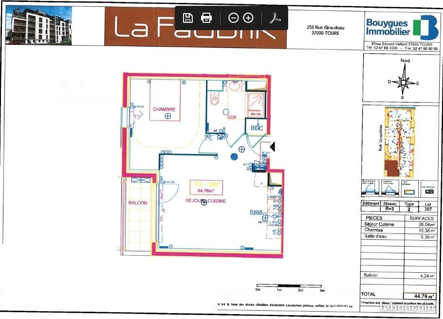 Appartement à louer, 44m², Tours