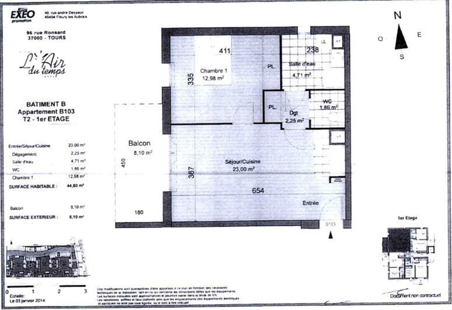 Appartement à louer, 44m², Tours