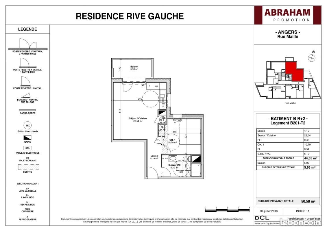 Appartement à louer, 44m², Angers