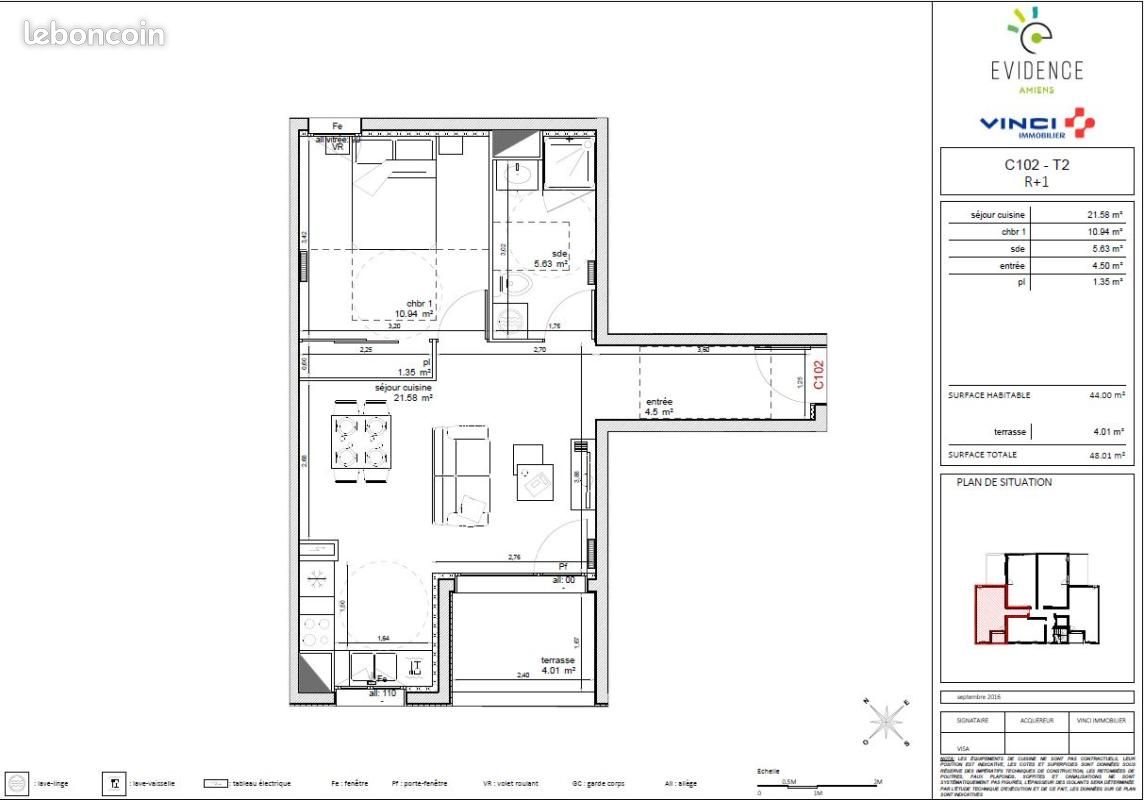 Appartement à louer, 44m², Amiens