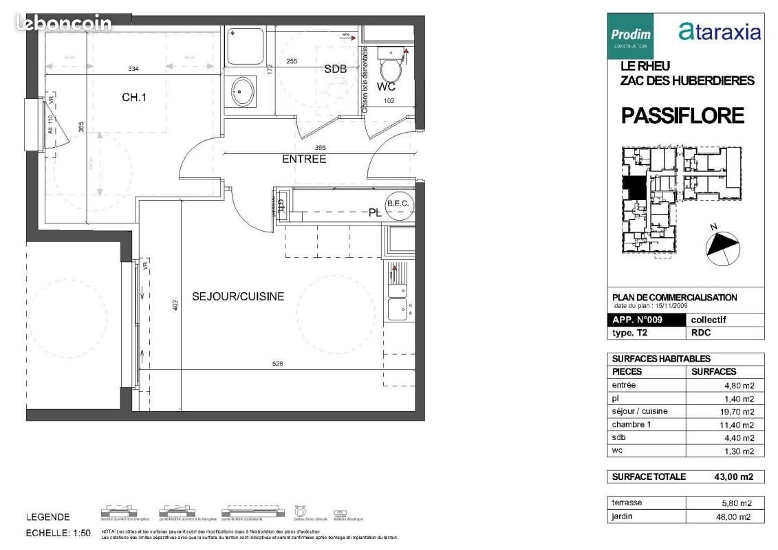 Appartement à louer, 43m², Le Rheu