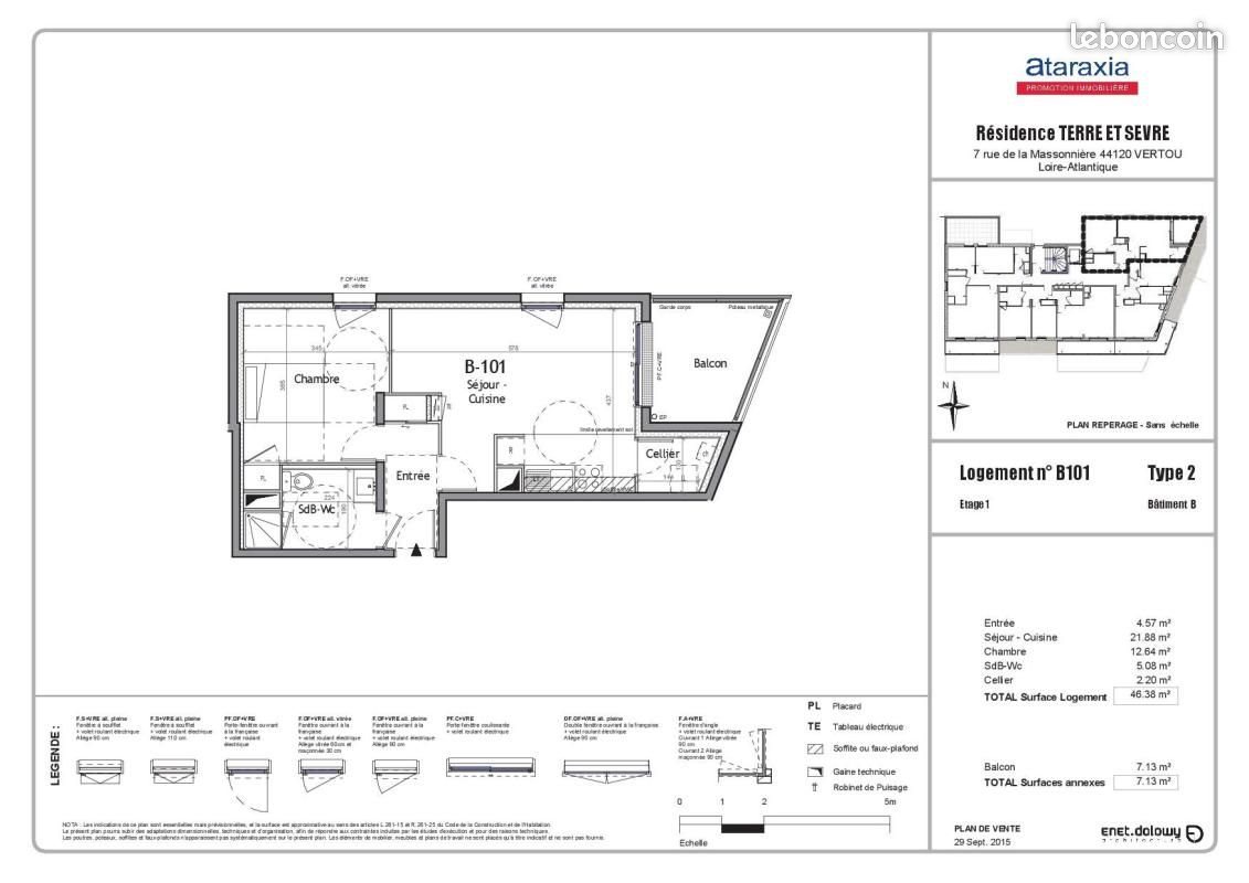Appartement à louer, 46m², Vertou