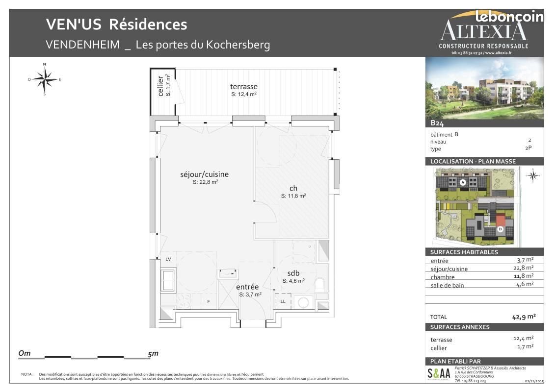 Appartement à louer, 42m², Vendenheim