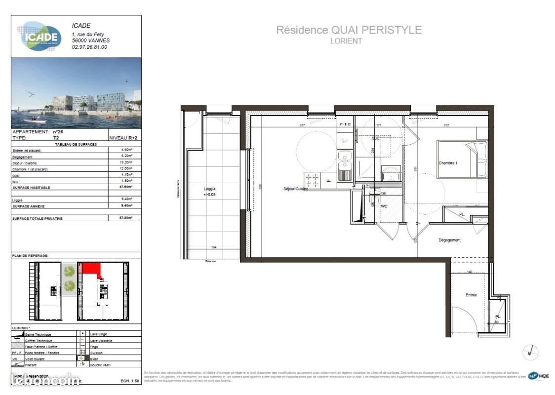 Appartement à louer, 47m², Lorient