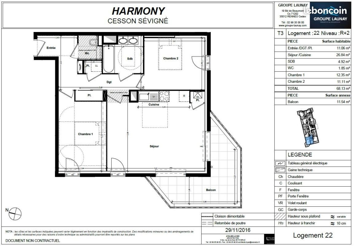 Appartement à louer, 68m², Cesson-Sévigné
