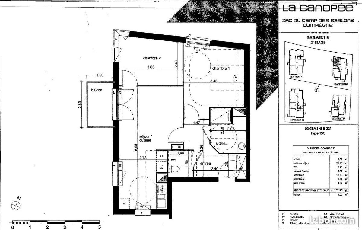 Appartement à louer, 57m², Compiègne