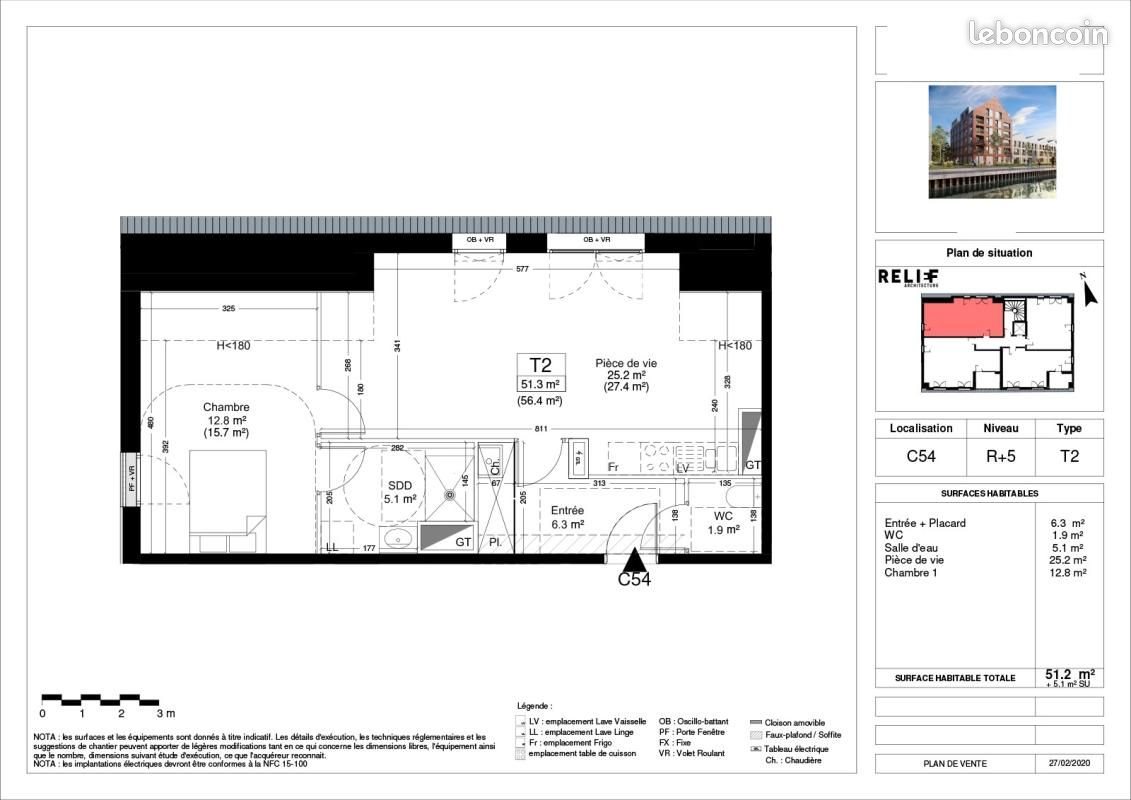 Appartement à louer, 52m², Saint-André-lez-Lille
