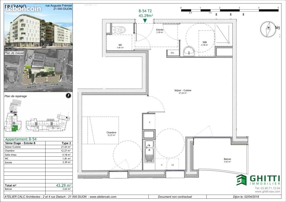 Appartement à louer, 43m², Dijon