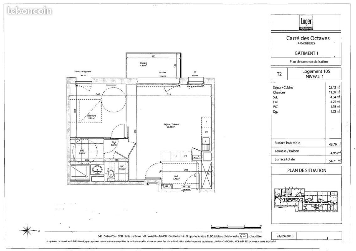 Appartement à louer, 49m², Armentières