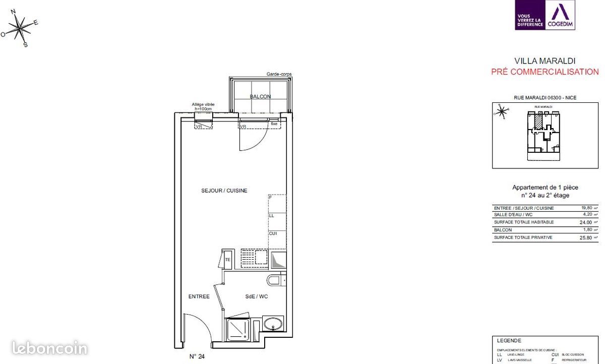 Appartement à louer, 24m², Nice