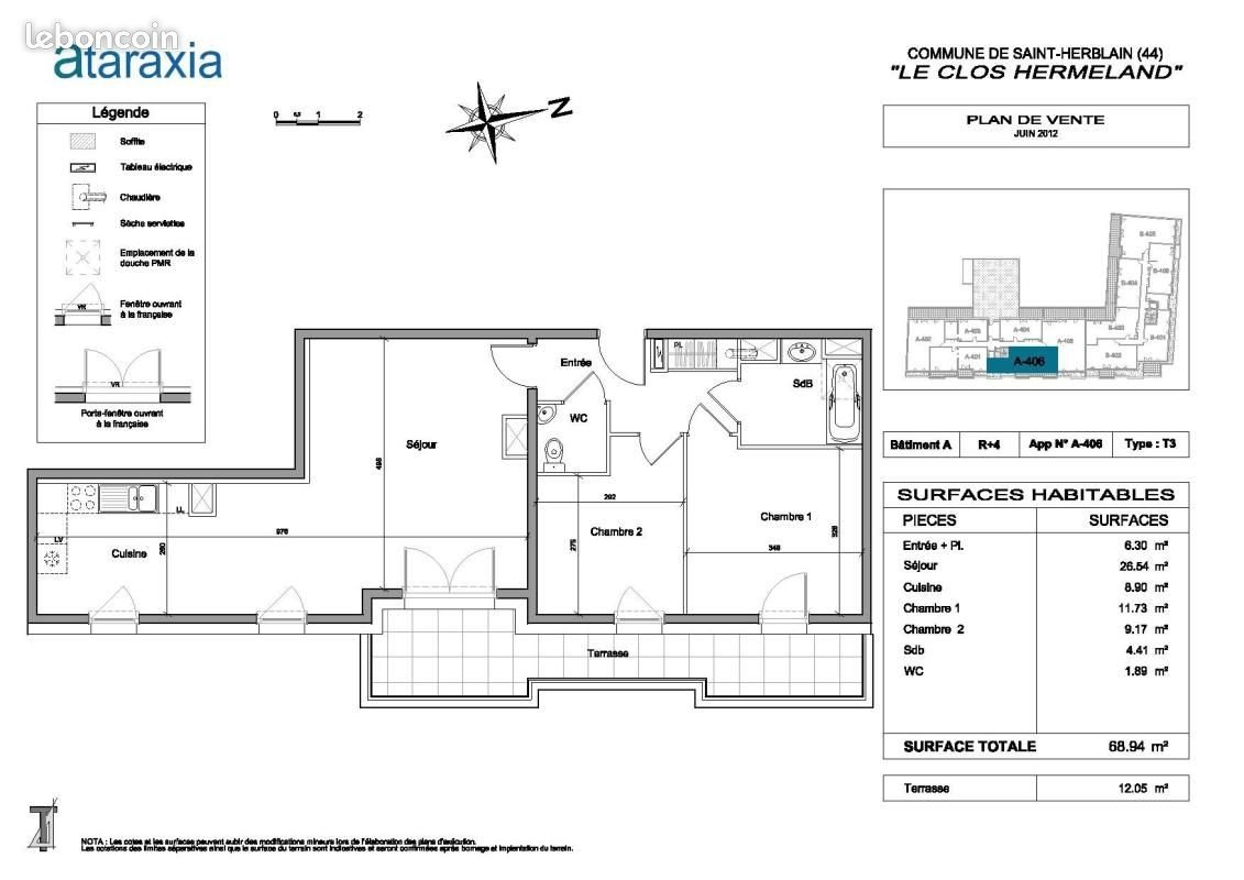 Appartement à louer, 68m², Saint-Herblain