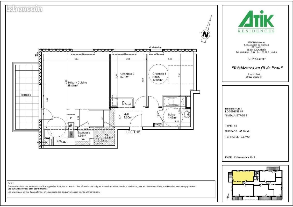 Appartement à louer, 67m², Essert