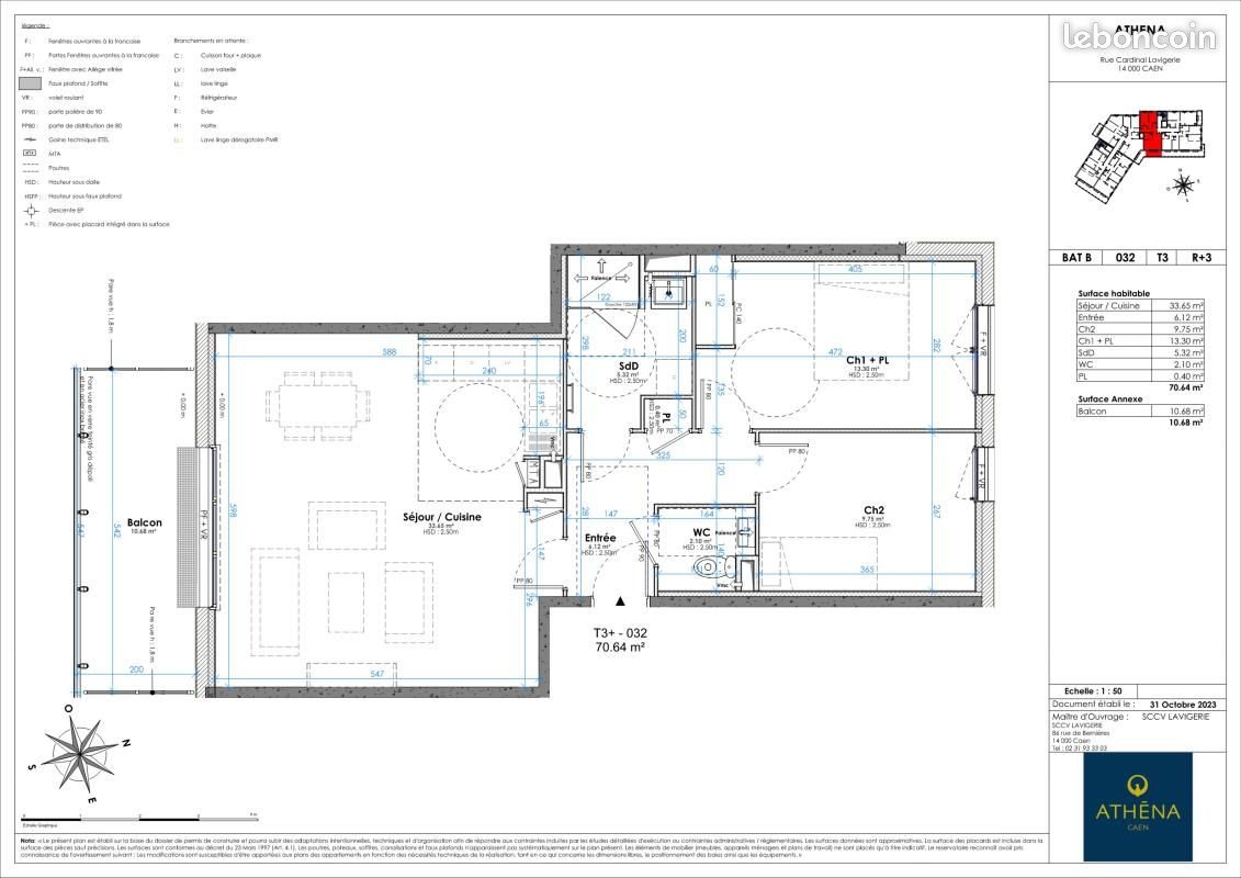 Appartement à louer, 70m², Caen