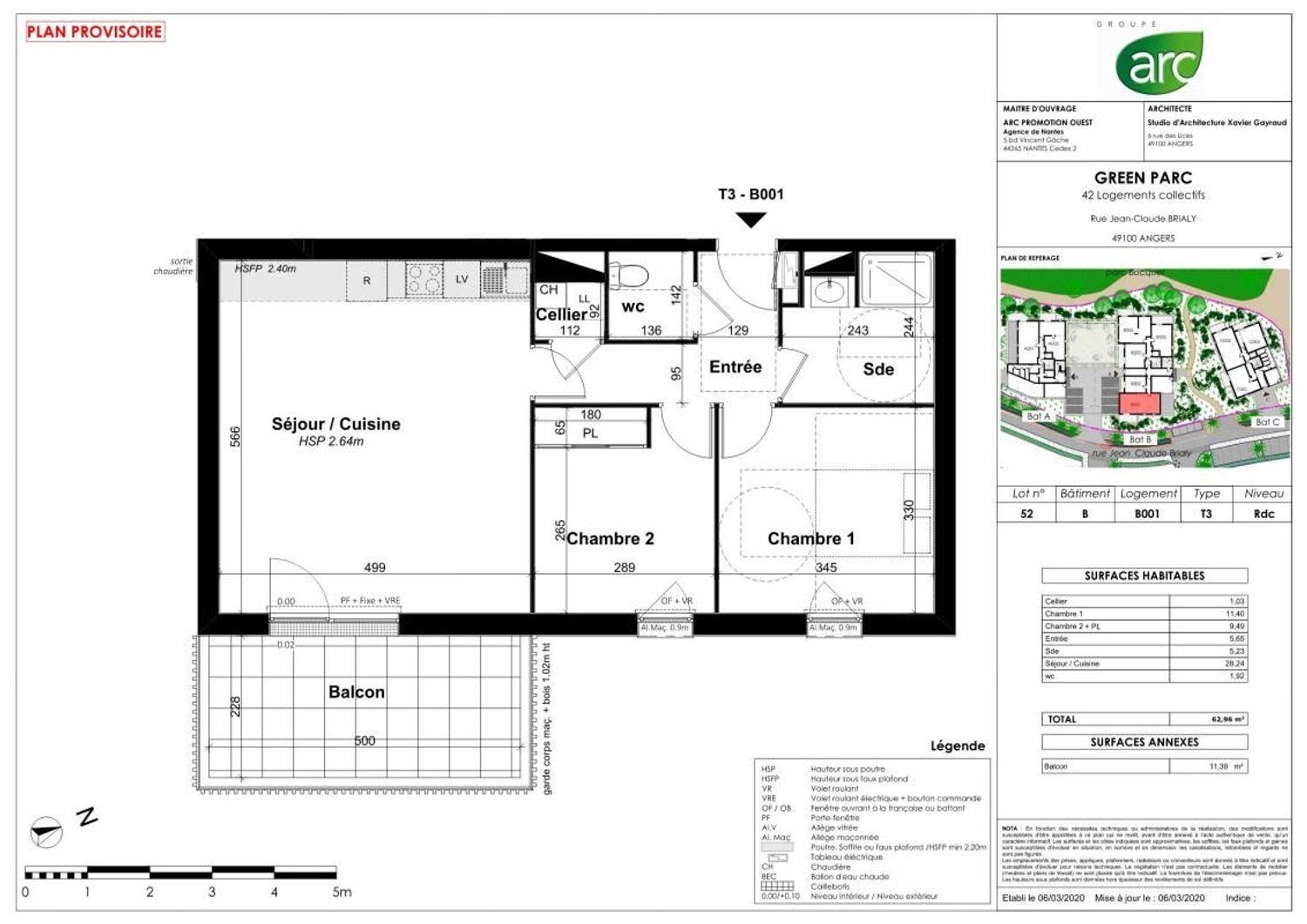 Appartement à louer, 62m², Angers