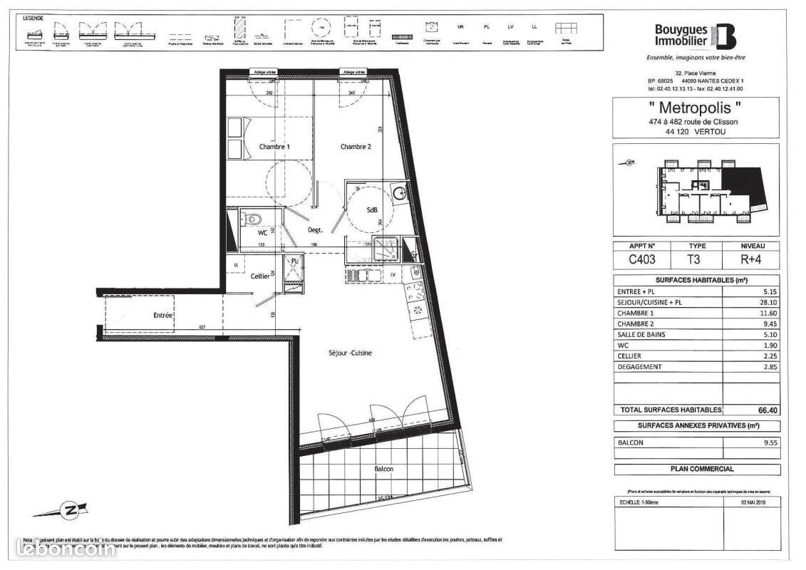 Appartement à louer, 66m², Vertou