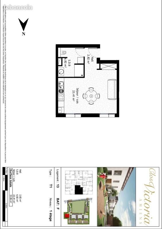 Appartement à louer, 33m², Amiens