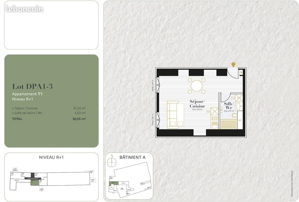 Appartement à louer, 30m², Guingamp