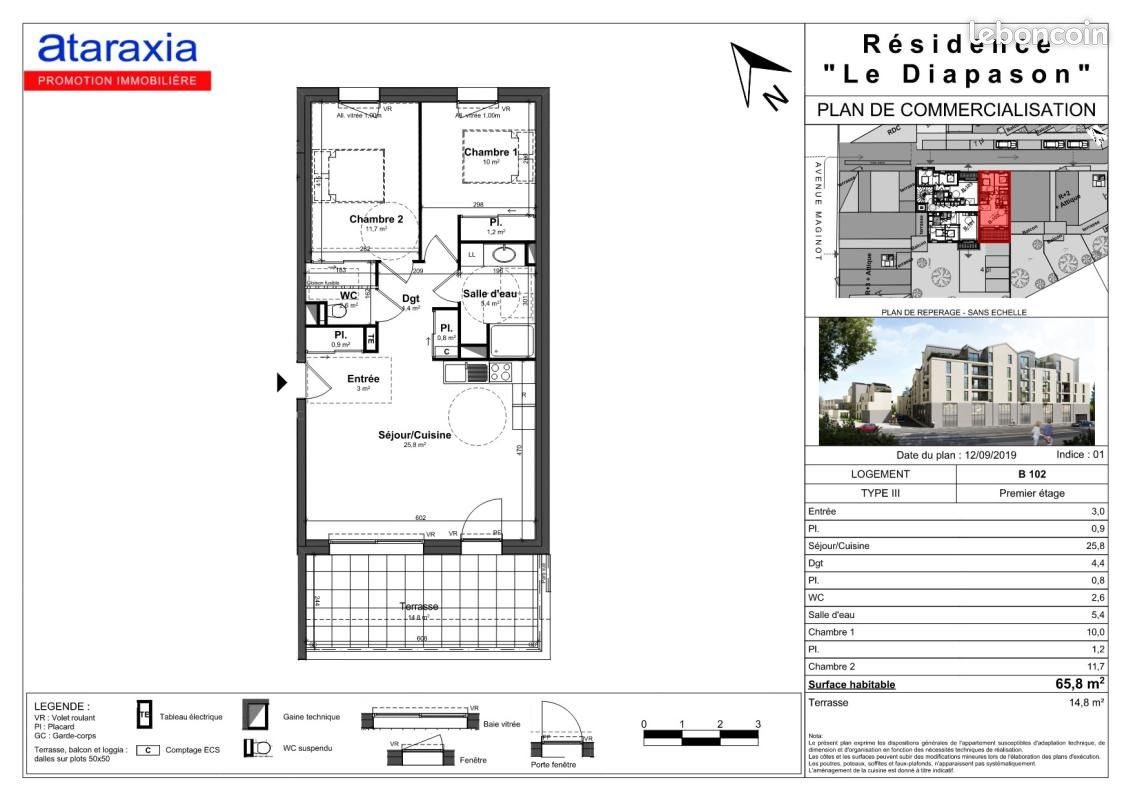 Appartement à louer, 65m², Tours