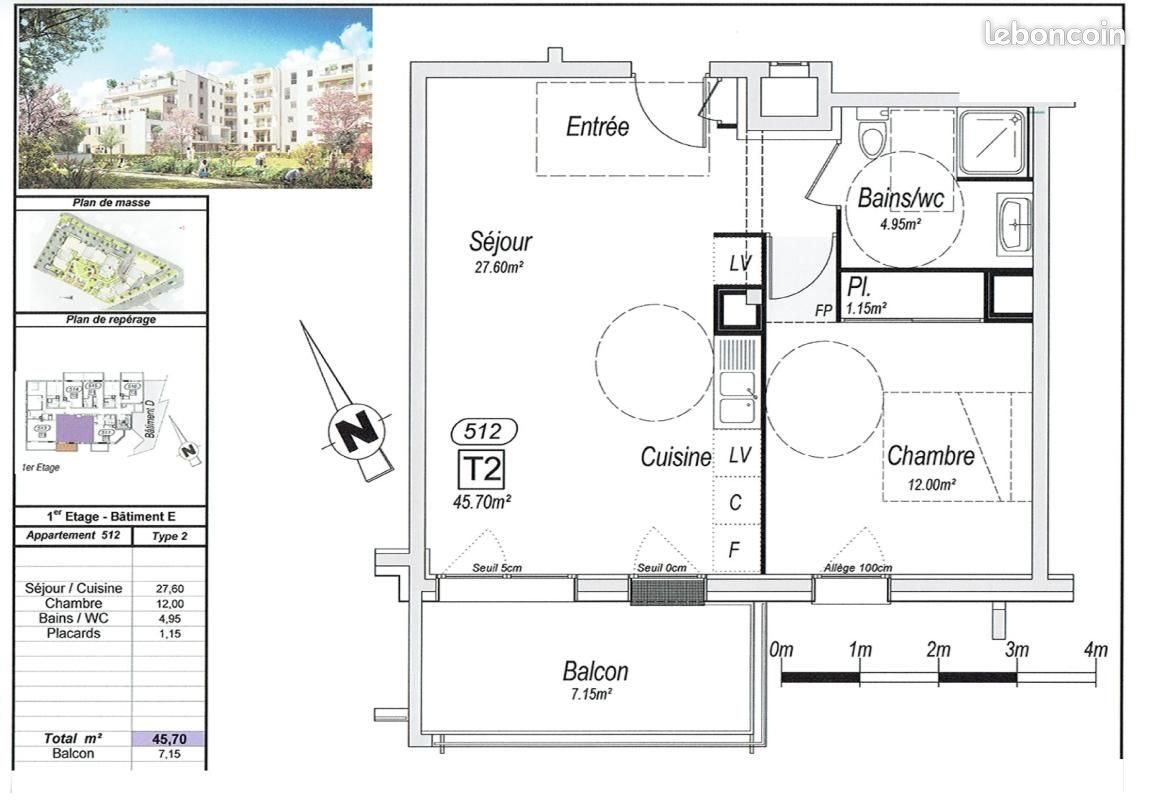 Appartement à louer, 45m², Longvic