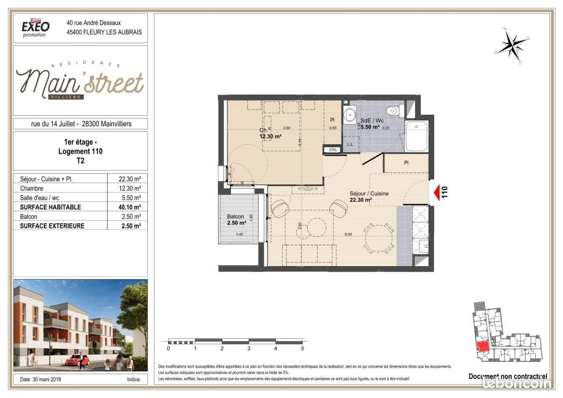 Appartement à louer, 40m², Mainvilliers