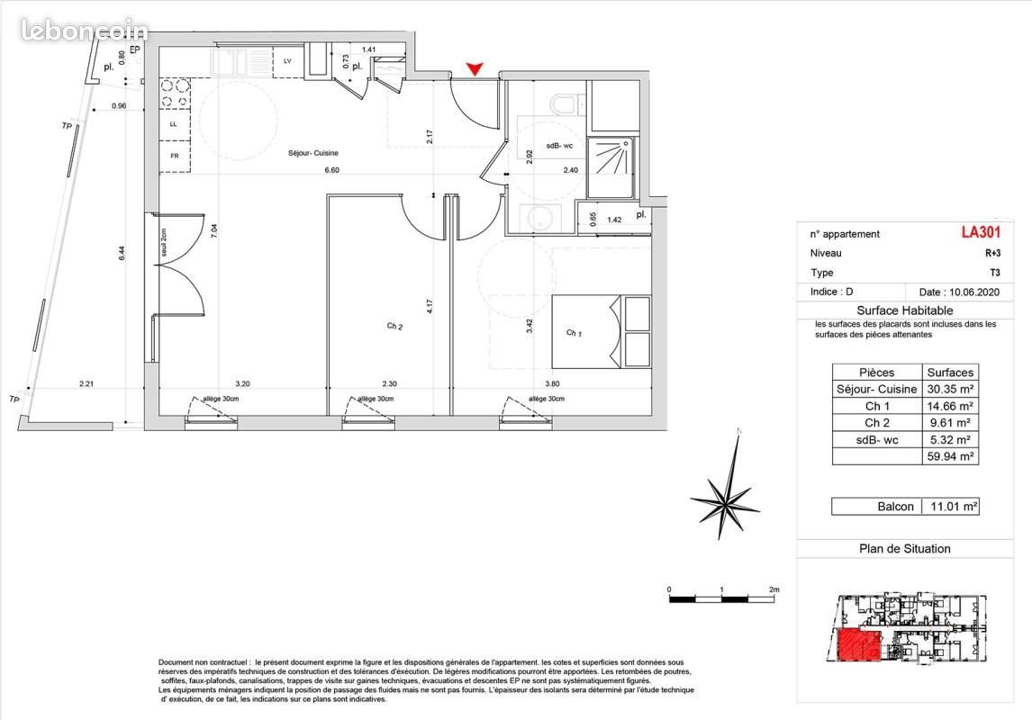 Appartement à louer, 59m², Quetigny