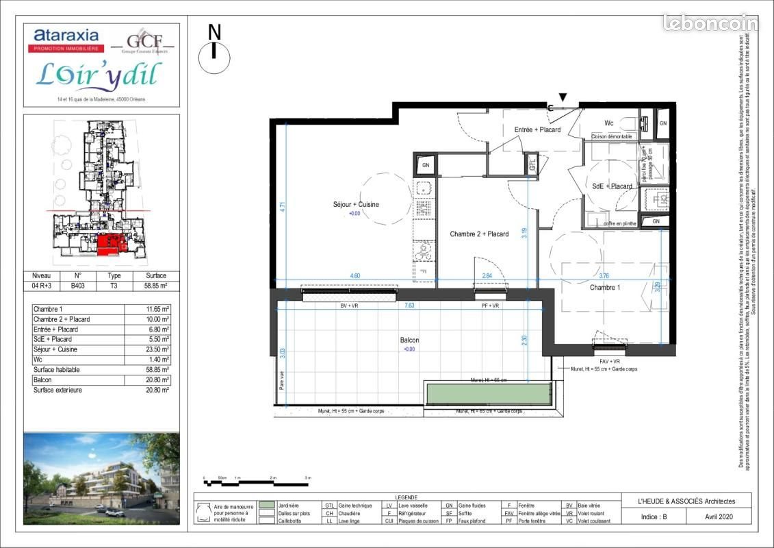 Appartement à louer, 58m², Orléans