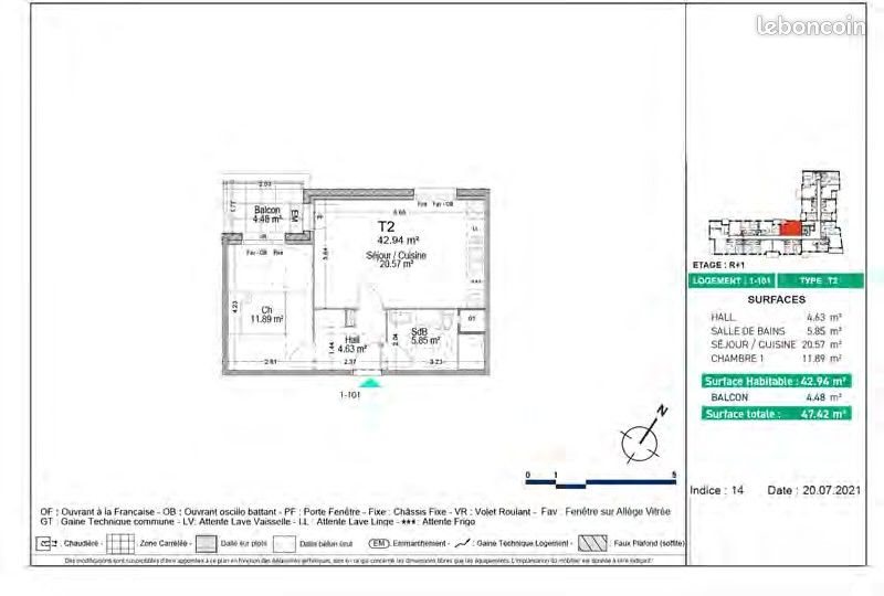 Appartement à louer, 42m², Téteghem
