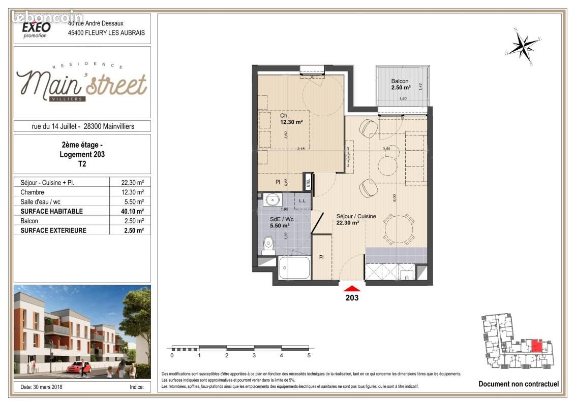 Appartement à louer, 40m², Mainvilliers