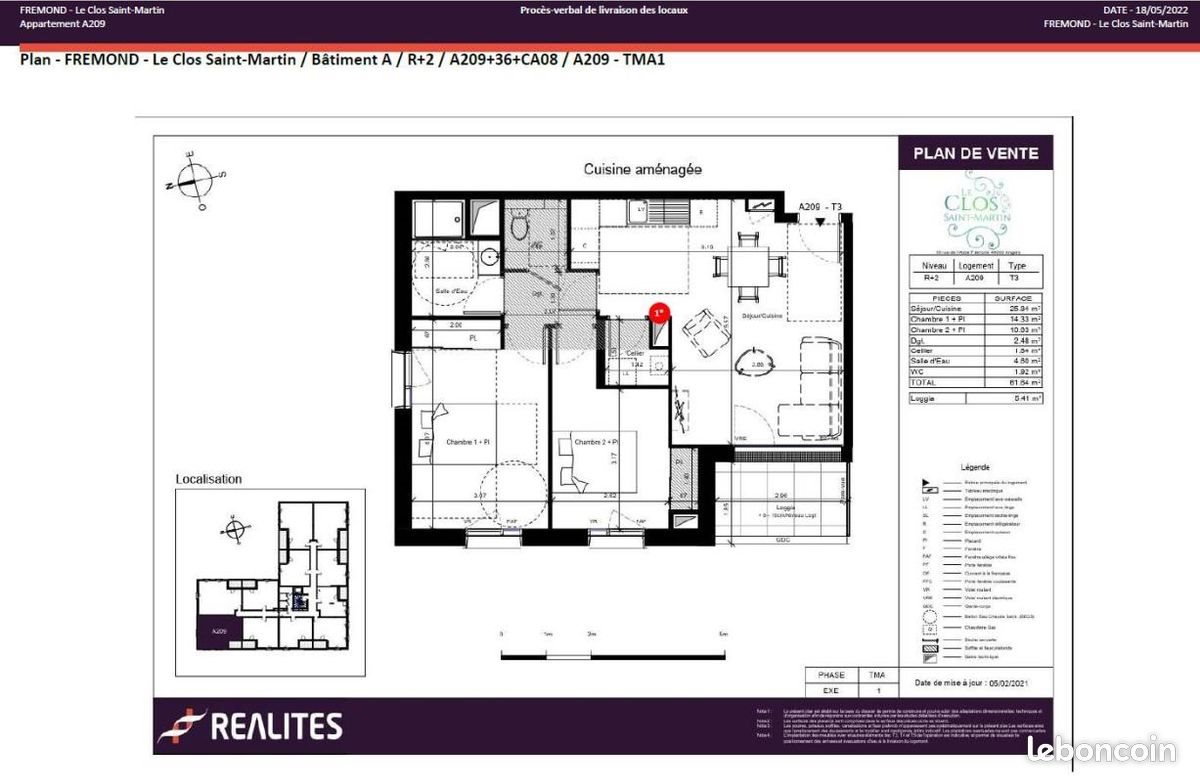 Appartement à louer, 61m², Angers