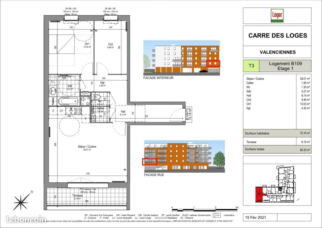 Appartement à louer, 68m², Valenciennes