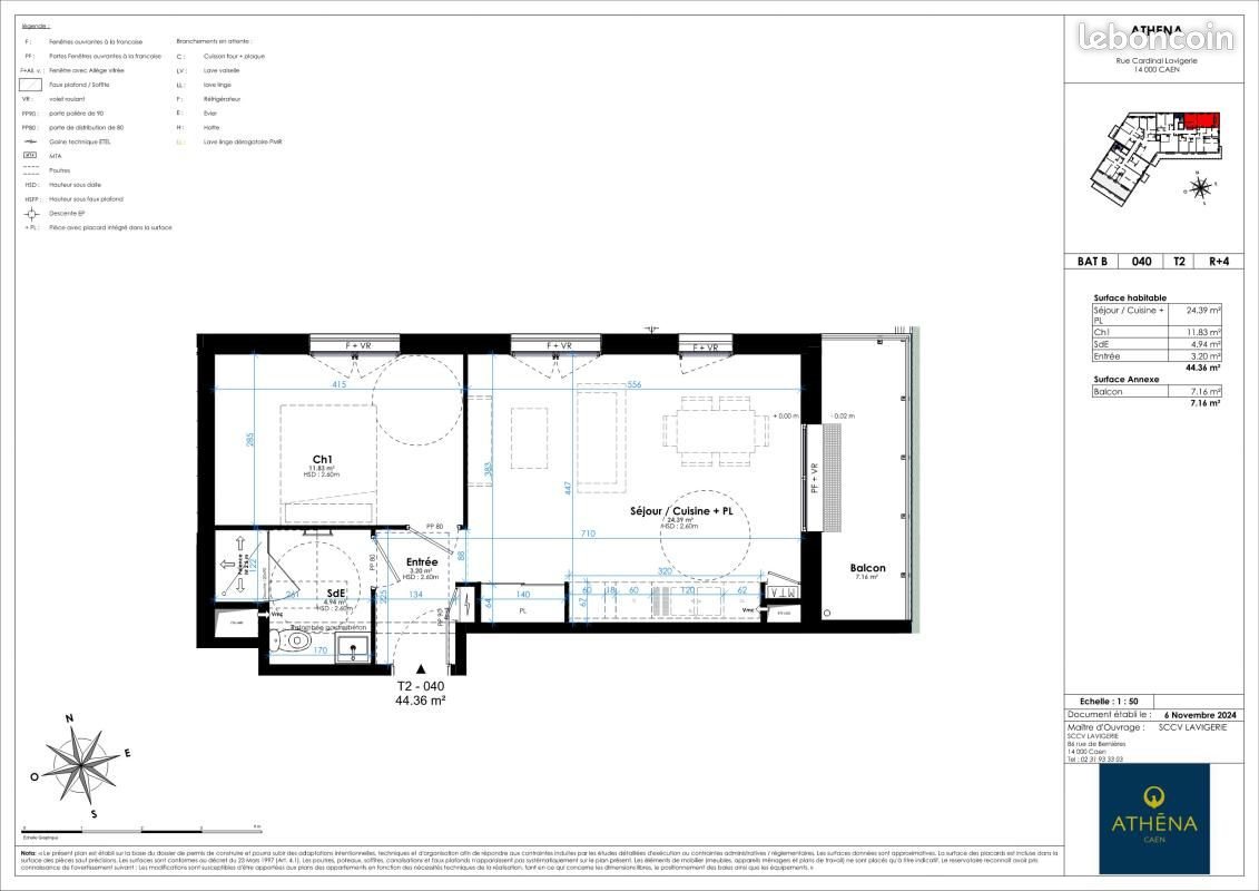Appartement à louer, 44m², Caen