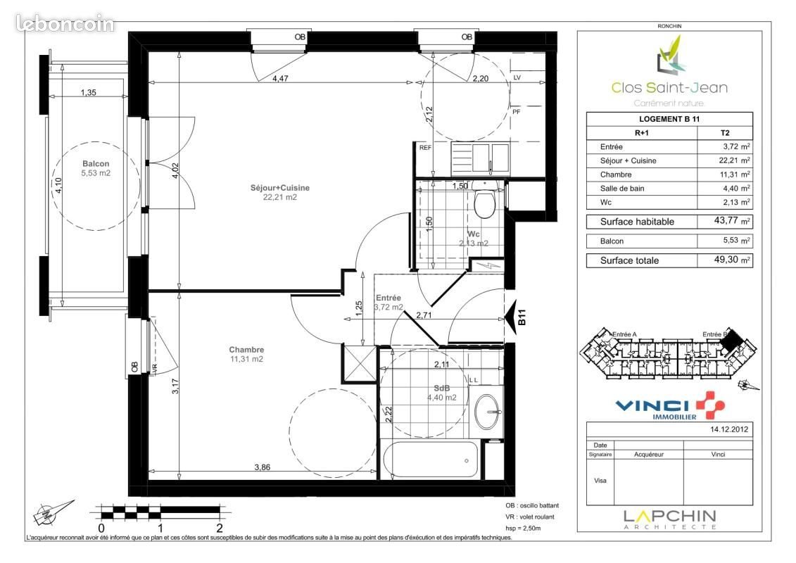 Appartement à louer, 43m², Ronchin