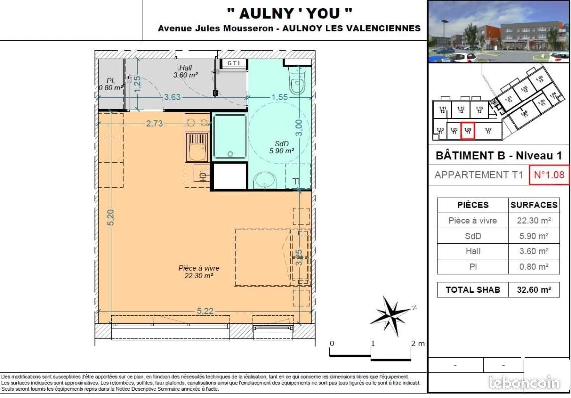Appartement à louer, 32m², Aulnoy-lez-Valenciennes